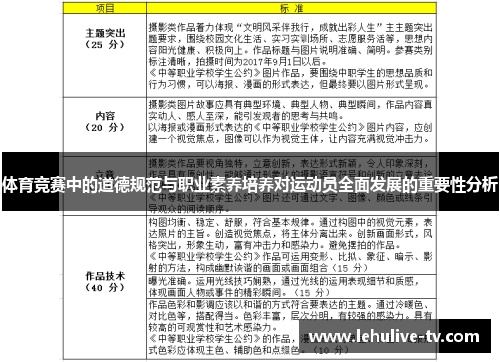 体育竞赛中的道德规范与职业素养培养对运动员全面发展的重要性分析